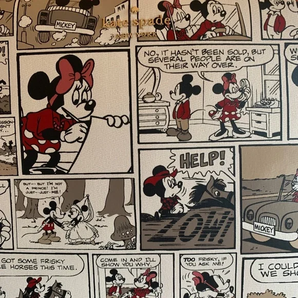 Authentic KATE SPADE Saffiano/leather trim Disney print zip around laptop sleeve - Picture 7 of 11